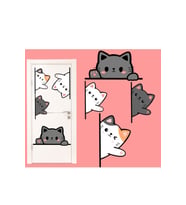Şirin Kediler Çocuk Odası Kapı Sticker - 4'lü Kedi Etiket Seti