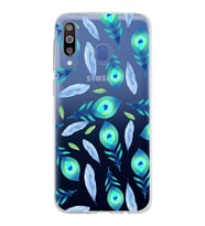 PrintiFy Samsung Galaxy M30 ile Uyumlu 1mm Slim Fit Nazar Boncuğu 3 Baskılı Şeffaf  Kılıf