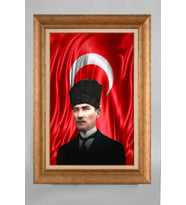 Çerçeveli Paspartulu Atatürk Tablo a303 (Gold)