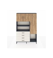 Arges Dolap 8 Raflı 4 Çekmeceli 3 Kapaklı 132x30x195 Antrasit-Çam/Aytaşı