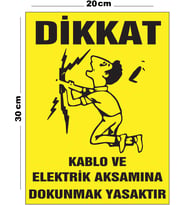 Metal Dikkat Kablo Ve Elektrik Aksamına Dokunmak 20cm x 30cm A4 Büyüklüğünde Uyarı Levhası Yönlendir