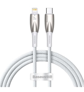 Baseus Glimmer Series Beyaz CADH000002 1mt 20w Type-C to Lightning Şarj Kablosu Örgülü