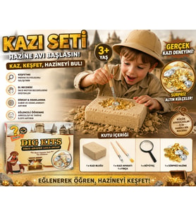 Oyuncak Kazı Seti Hazine Avı ve Arkeoloji Kazı Oyunu Sürpriz Altın Külçe Keşif Seti