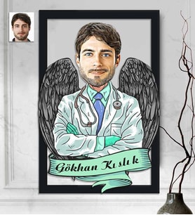 Kişiye Özel 3D  Ahşap Tablo Doktor Erkek 30x40 -6