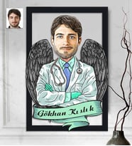 Kişiye Özel 3D  Ahşap Tablo Doktor Erkek 30x40 -6