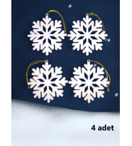 Yılbaşı Çam Ağacı Süsleri Kar Tanesi  4 Adet 9 x 9 cm  (Beyaz)