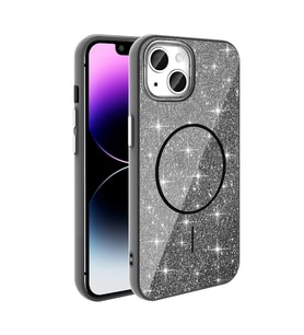 Apple iPhone 13 Kılıf M-safe Şarj Özellikli Parlayan Simli Zore Okso Kapak