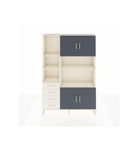 Arges Dolap 8 Raflı 4 Çekmeceli 4 Kapaklı 132x30x195 Aytaşı-Antrasit/Aytaşı