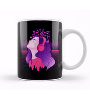 Vaporwave Girl EDM & Trance Dance Music Headphones Kupa Bardak Porselen