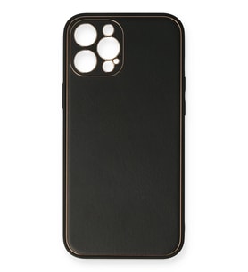 Pilelistore   iPhone 12 Pro Kılıf Coco Deri Silikon Kapak - Siyah