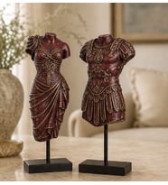 Antik Roma İmparatoru Augustus & Livia Drusilla Başsız Kaideli Heykel Seti