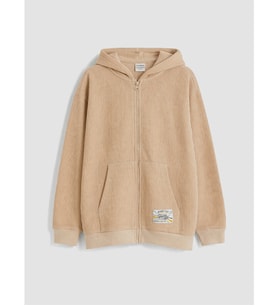 LC WAIKIKI Bej Kapüşonlu Erkek Çocuk Fermuarlı Sweatshirt