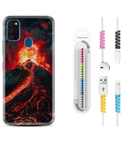 Samsung M21 M22 M23 M30 M31S M32 Kılıf Kablo Koruma Spiral Silikon Yanardağ 1611