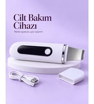 USB Şarjlı Metal Spatula Uçlu Beyaz Yüz ve Cilt Bakım Cihazı