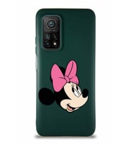 Xiaomi Mi 10T Pro Soft Premier Kapak Minnie Mouse-A Tasarımlı Silikon Kılıf - Yeşil (Şeffaf)