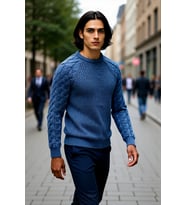 Unisex Casual Regular Fit Bisiklet Yaka Saç Örgü Desenli Kalın Triko Kazak Kış Kombinleri İçin İdeal