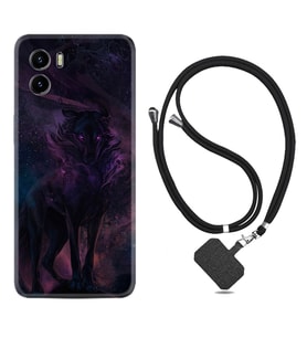 Vivo Y15S Y32 Y33S Y51 Y53S Kılıf Boyun Askılı Silikon Black Purple Wolf 1791