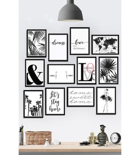 12 Parça Çerçeve Görünümlü Mdf Tablo Seti (80x80 Cm)