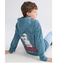 LCW Kids Mavi Kapüşonlu Naruto Baskılı Erkek Çocuk Sweatshirt