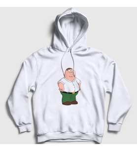 Presmono Unisex Beyaz Peter Griffin V2 Family Guy Kapüşonlu Sweatshirt 300823tt
