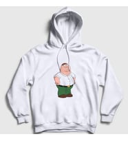Presmono Unisex Beyaz Peter Griffin V2 Family Guy Kapüşonlu Sweatshirt 300823tt