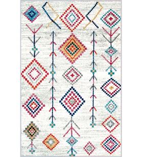 Eliana Home Baskılı, Yıkanabilir Kaymaz Taban Salon Halısı LNA1070 100x150 cm (Beyaz)