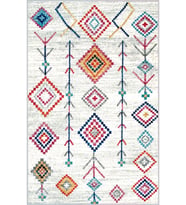 Eliana Home Baskılı, Yıkanabilir Kaymaz Taban Salon Halısı LNA1070 100x150 cm (Beyaz)