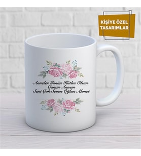 Kişiye Özel İsim Yazılabilir Anneler Günün Kutlu Olsun Canım Annem Seni Çok Seven Oğlun Kupa Bardak