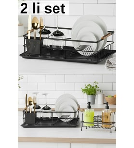 Şık Modern Mutfak Düzenleyici 2'li Set Bulaşıklık ve Sıvı Sabunluk