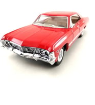 Çek Bırak 1967 Klasik Chevrolet İmpala Metal Model Araç Oyuncak Koleksiyon Araba 13 Cm (Kırmızı)