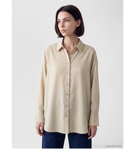 LCW Modest Bej Oversize Modal Karışımlı Kadın Gömlek Tunik