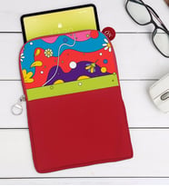 BK Gift Modern Art Tasarımlı Taşınabilir Koruyucu Tablet Kılıfı & Organizer Çanta - Kırmızı-2