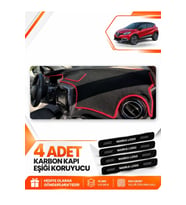 RENAULT CAPTUR 1 (2013-2019) Uyumlu Ön Torpido Koruma Kılıfı Halısı - Siyah Kırmızı