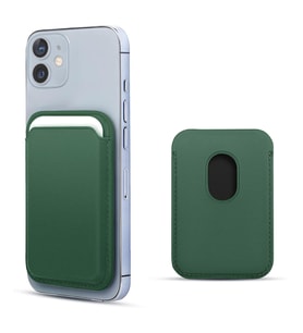 Microsonic Apple iPhone 12 Leather Wallet MagSafe Yeşil