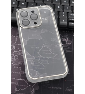 iPhone 12 Pro Max Uyumlu Gri Kenarlı Renkli Yarı Şeffaf Kapak Kılıf Kamera Lens Korumalı