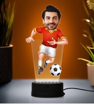 Doğum Günü Hediyesi,Sevgiliye Hediye, Kişiye Özel Fotoğraflı Futbolcu Karikatür 3D Led Lamba (Beyaz)