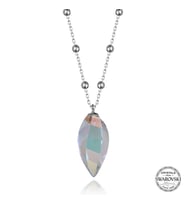 Crystal Taşlı  Top Zincir 925 Ayar Gümüş Kolye