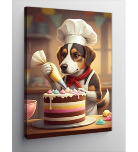 Kanvas Tablo Pastacı Köpek Şef