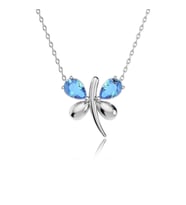 Aqua Taşlı Küçük Yusufçuk Beyaz Gümüş Kolye