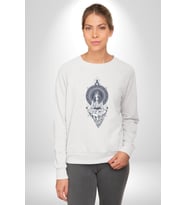 Falcı Meditasyon Yoga Dağın Üstünde Kadın Erkek  Beyaz Baskılı Sweatshirt