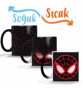 Spider Man Spider Face Sihirli Kupa Bardak Porselen