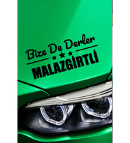 Muş Malazgirt Siyah Araç Sticker  Muş Bize De Derler  Malazgirtli 40x15 cm Oto Sticker