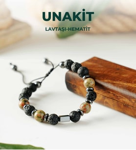 Luxtone Sertifikalı Unakit - Lavtaşı ve Hematit Makrome Bileklik Erkek Takı  LX2010BM