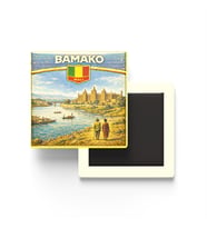 Retro Mali Bamako Şehri Temalı Vintage Buzdolap Magneti – 9x9 cm