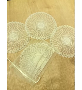 6'lı Dantel Kahve Sunumluğu 15x15 cm Asorti Desenli Türk Kahvesi Sunum Seti