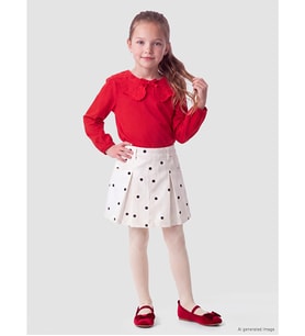 LCW Kids Ekru Puantiyeli Kız Çocuk Şort Etek Ve Külotlu Çorap