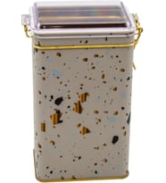 Er048-9g Terrazzo Cream Desenli Dikdörtgen Metal Saklama Kabı 8x10 Cm (Terrazzo Cream)