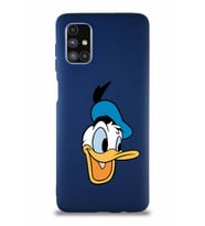 Samsung Galaxy M51 Soft Premier Kapak Donald Duck-A Tasarımlı Silikon Kılıf - Lacivert (Şeffaf)