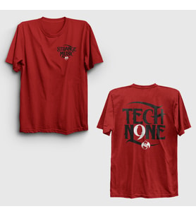 Presmono Unisex Kırmızı Strange Music Tech N9ne Sırt Baskılı T-Shirt 540081tt