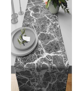 Gri Mermer Desenli Premium Masa Örtüsü Runner RNR238